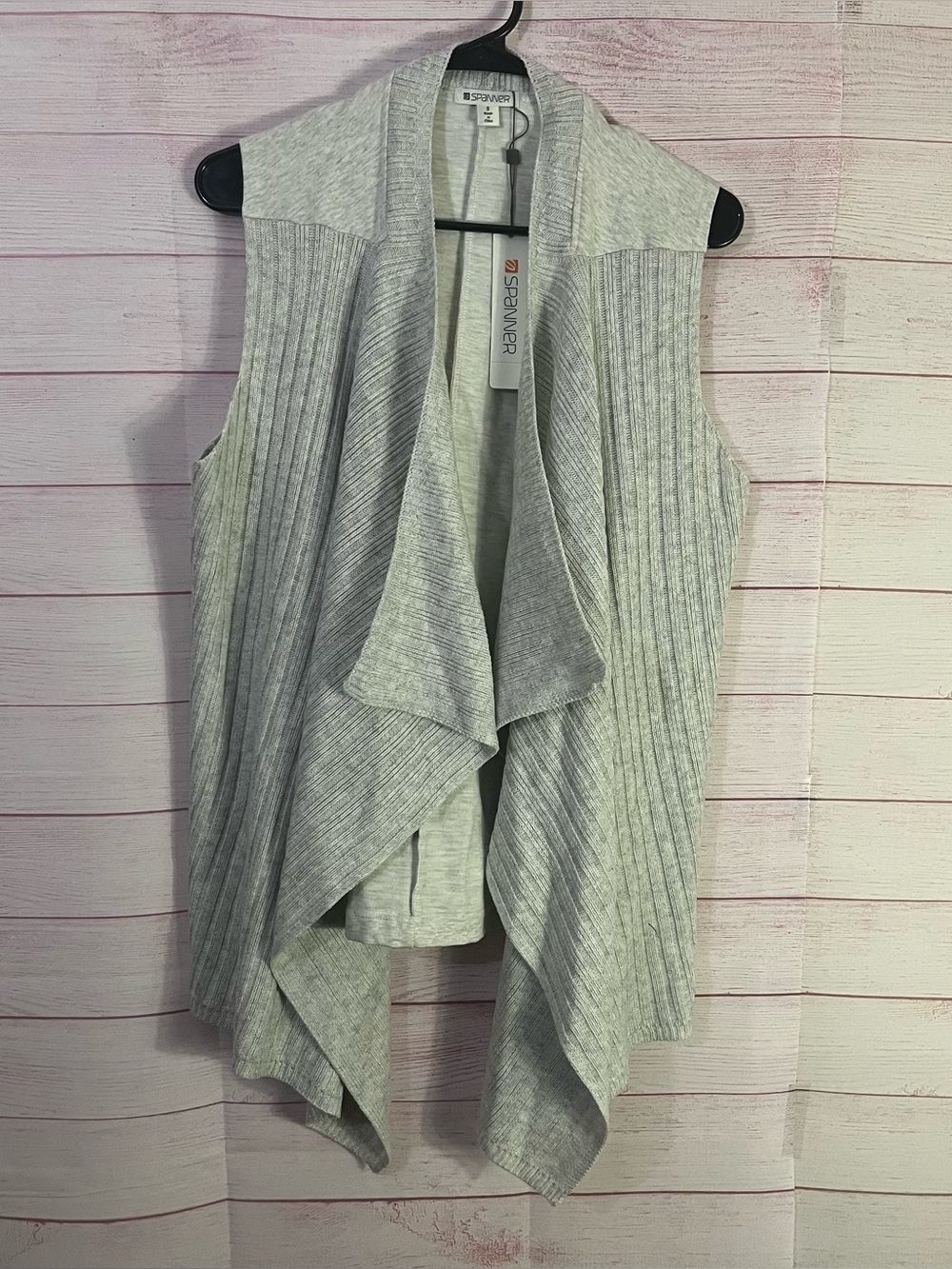 Spanner NWT Urban Casual Natural Melange Open Front Draped Cardigan Vest Small